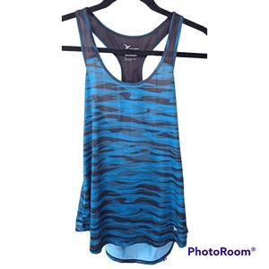 Old Navy Active Go-Dry Racerback Tank Top Blue Camouflage Sz M